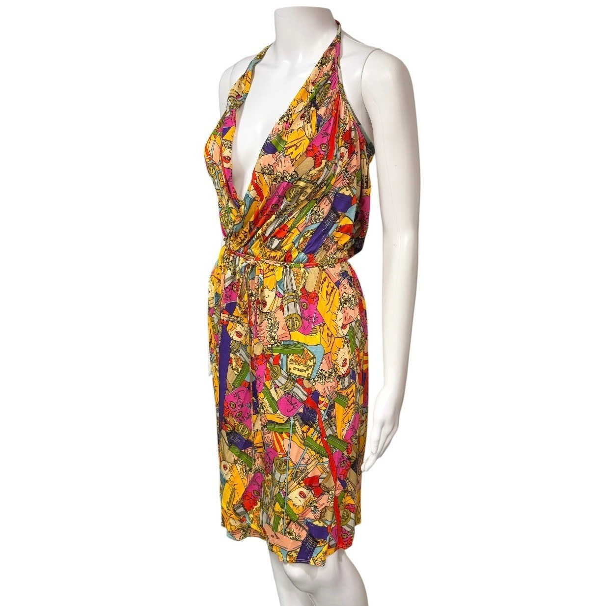 Basso & Brooke Pop Art Graphic Halter Dress Multicolor Made In Italy Size 6 Us — image 4 of 8